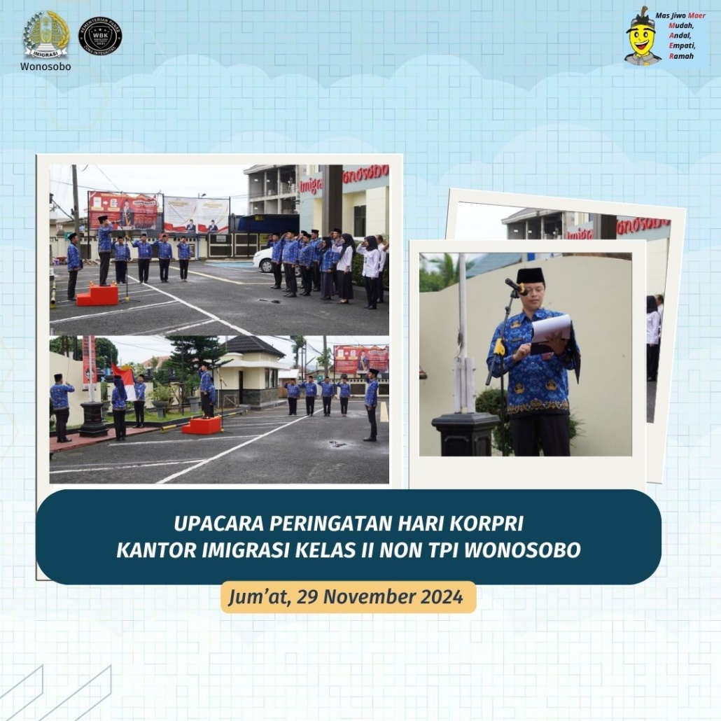 Apel Pagi Peringatan Hari Korpri
Kantor Imigrasi Kelas II Non TPI Wonosobo
